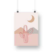 Cactus & Moon Satin Posters