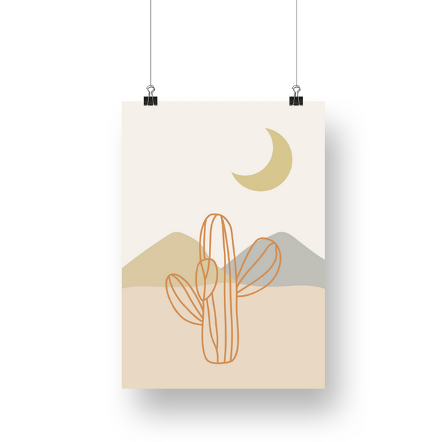 Cactus & Moon Satin Posters