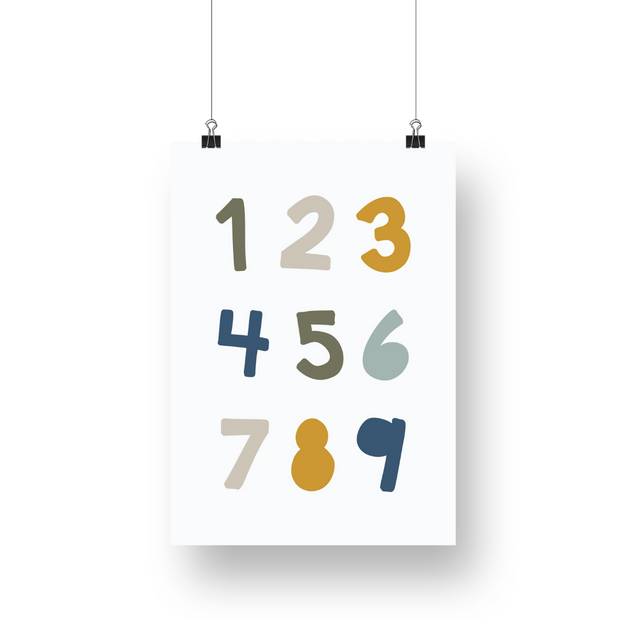 Colorful Numbers Satin Posters