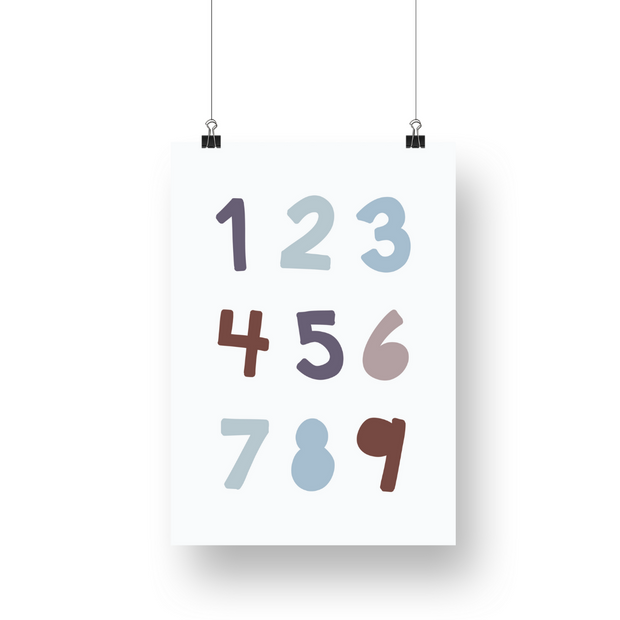 Colorful Numbers Satin Posters