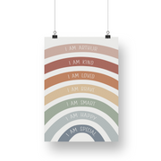 I Am Name Personalized Rainbow Satin Posters