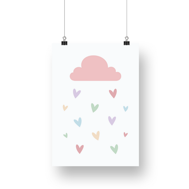 Cloud Hearts Satin Posters