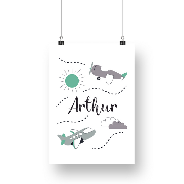 Plane Name & Birth Satin Posters