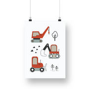 Construction Vehicle Satin Posters