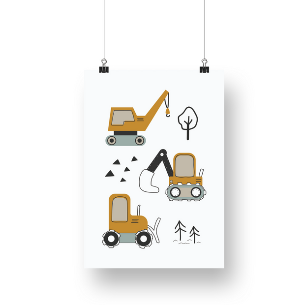 Construction Vehicle Satin Posters