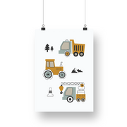 Construction Trucks Satin Posters