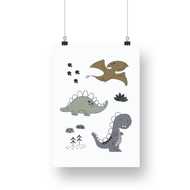 Happy Dinosaurs Satin Posters