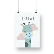 Hello Giraffe Satin Posters