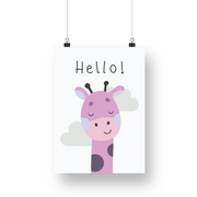 Hello Giraffe Satin Posters