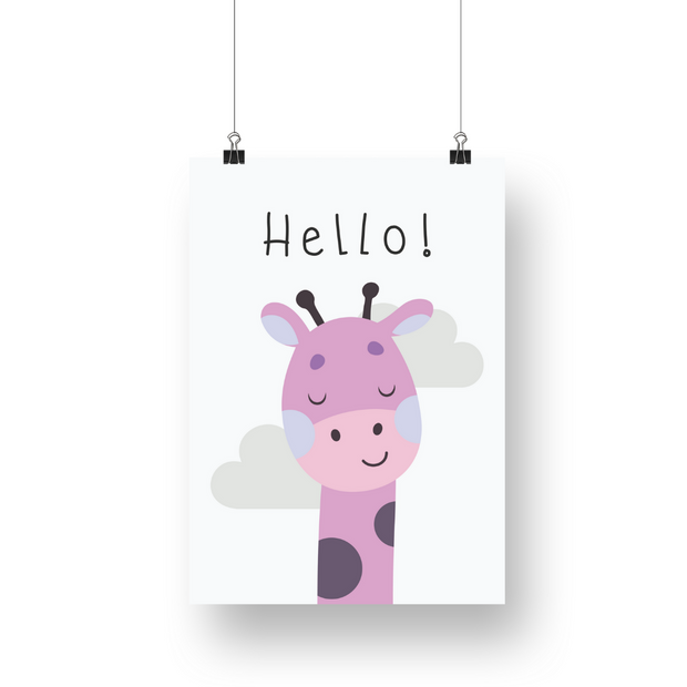 Hello Giraffe Satin Posters