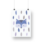 Fox and Leaves Satin Posters