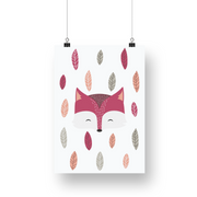 Fox and Leaves Satin Posters