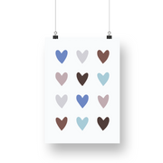 Colorful Hearts Satin Posters