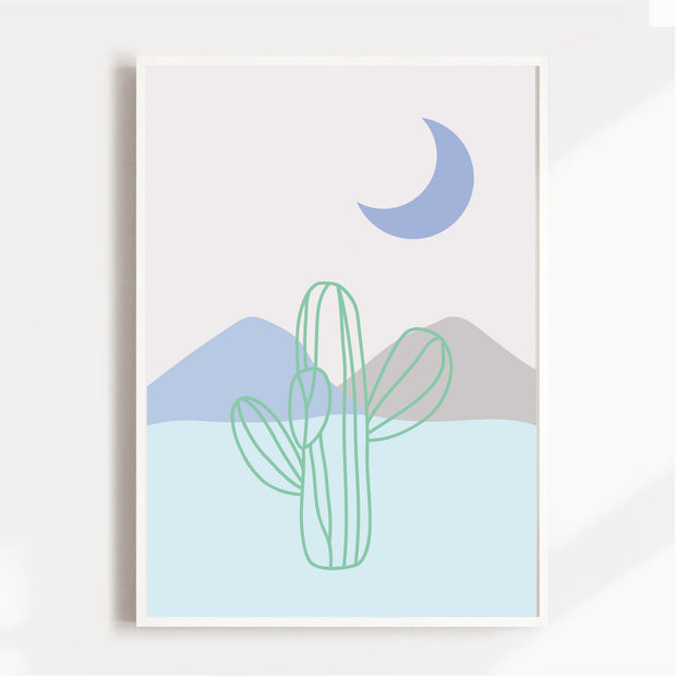 Cactus & Moon Satin Posters