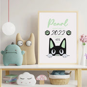 Name & Birth Cat Satin Posters