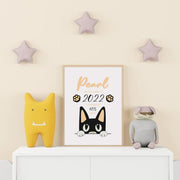 Name & Birth Cat Satin Posters