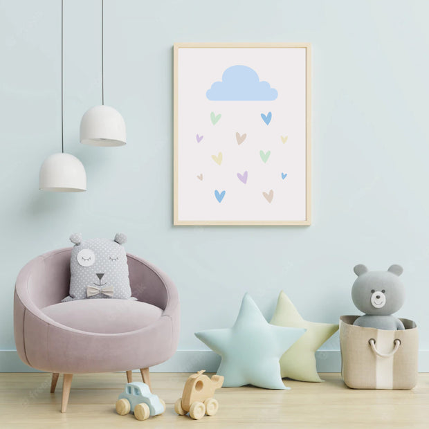 Cloud Hearts Satin Posters