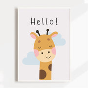 Hello Giraffe Satin Posters