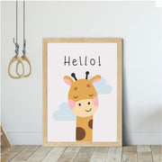 Hello Giraffe Satin Posters