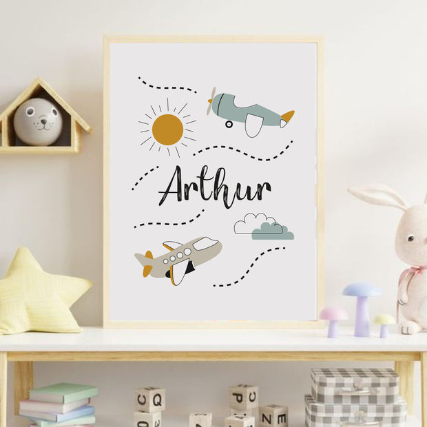 Plane Name & Birth Satin Posters